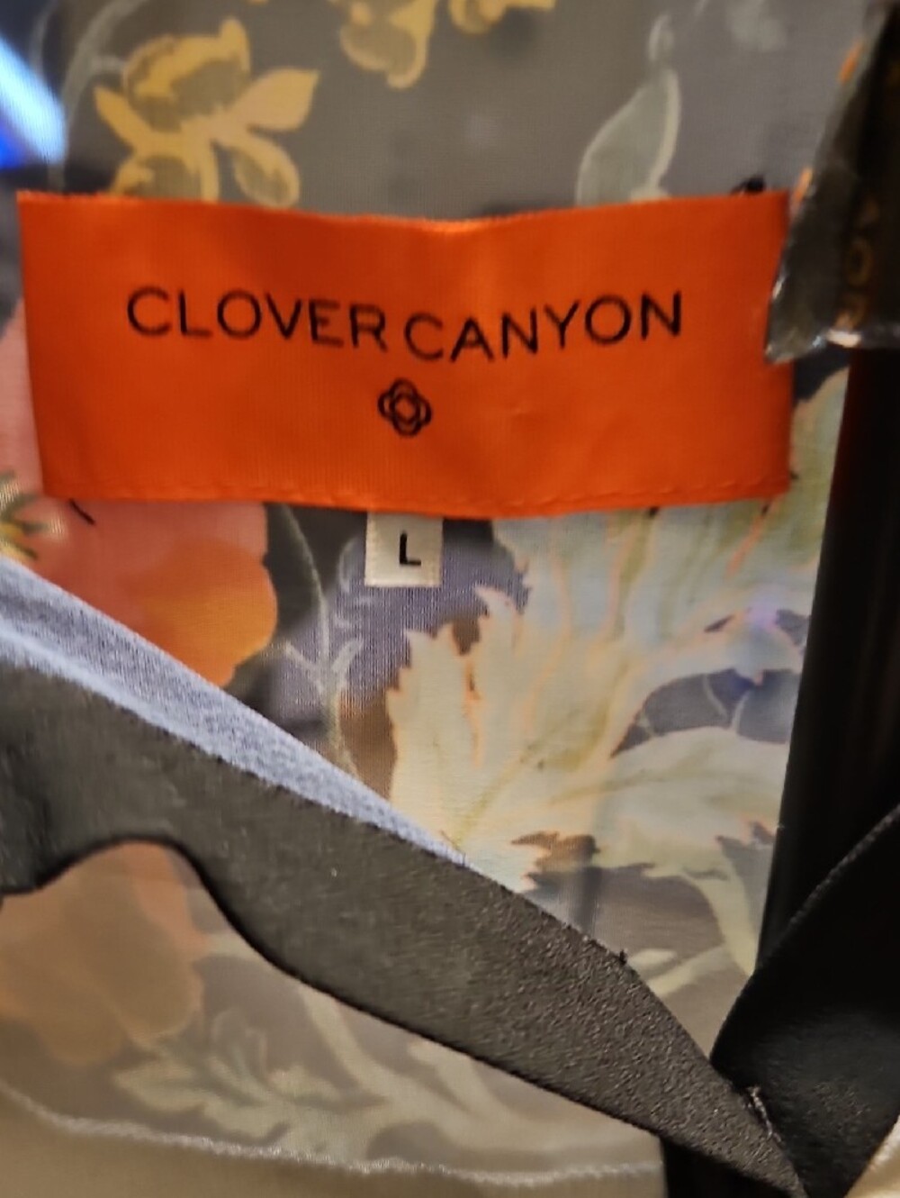 Clover Canyon Black White Blouse with Orange Floral Print - Picture 6 of 6